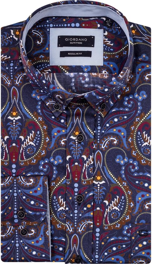 Giordano Heren Overhemd Navy Blauw Paisley Print Button-down Regular Fit -  XL | bol.com
