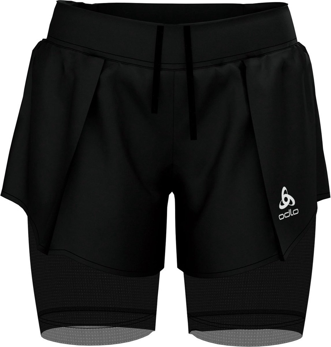 Odlo 2-In-1 Shorts Zeroweight Ceramicool Pro Dames Sportbroek - Black - Maat XS