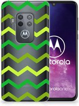 Motorola One Zoom TPU bumper Zigzag Groen