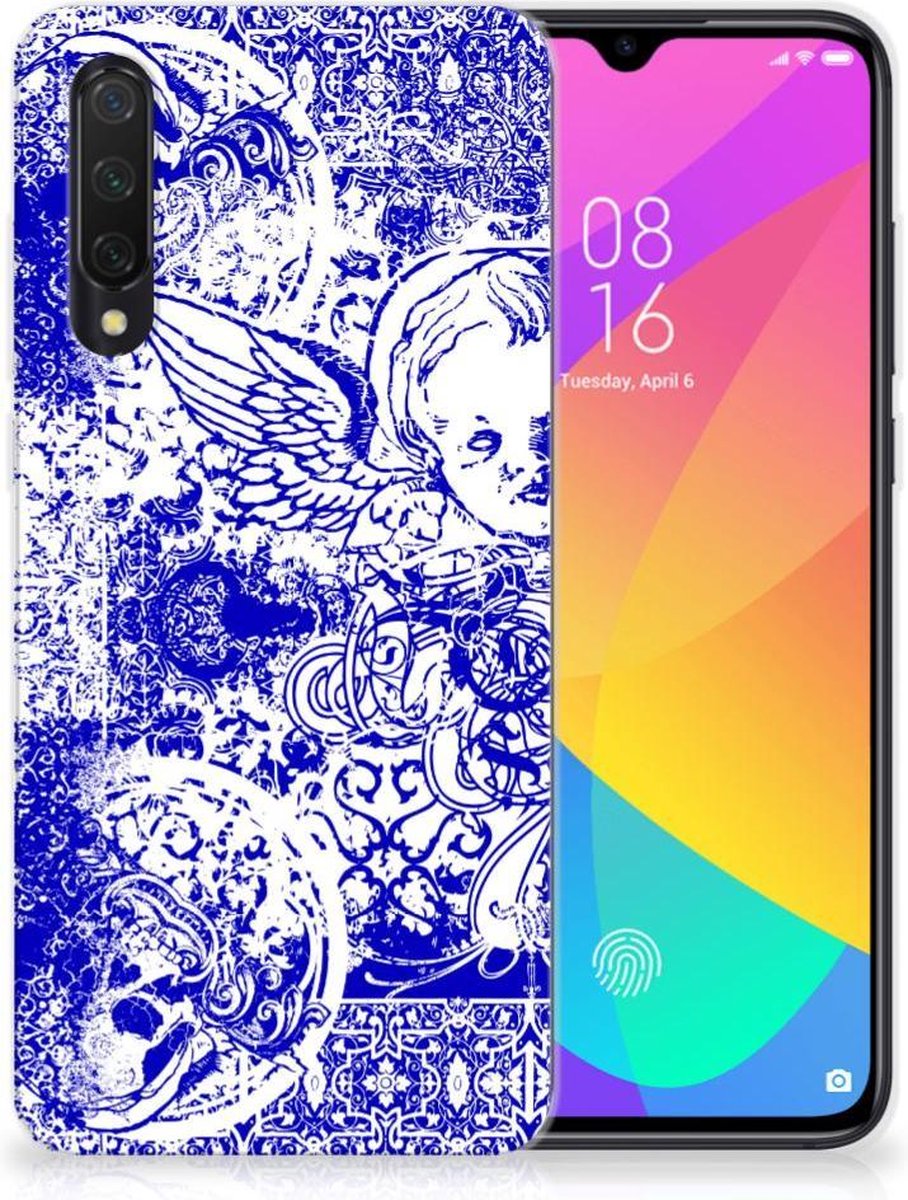 Silicone Back Case Xiaomi Mi 9 Lite Angel Skull Blauw