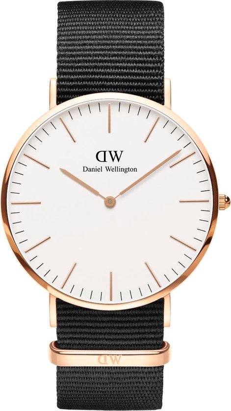 Daniel Wellington Classic Cornwall White DW00100257 - Horloge - NATO - Zwart - Ø 40mm
