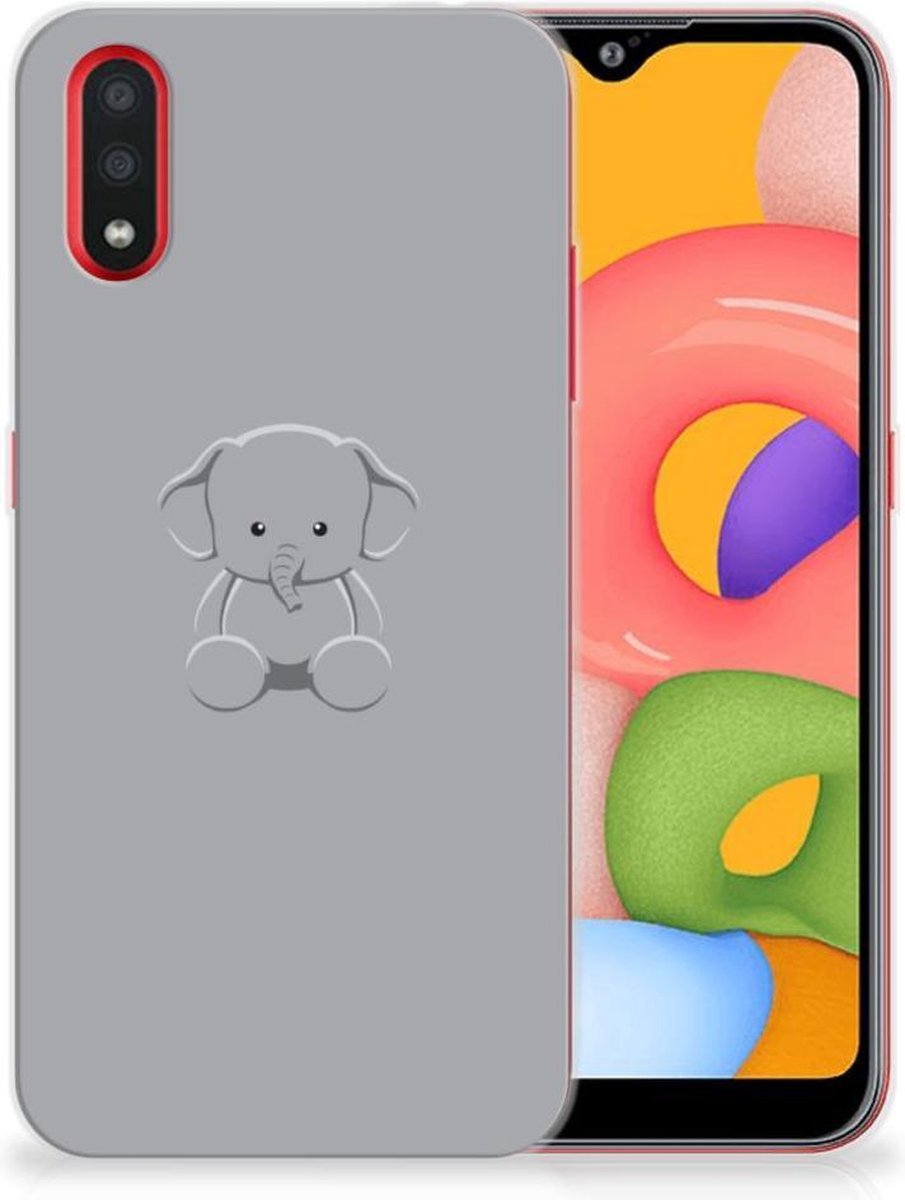Samsung Galaxy A01 Telefoonhoesje met Naam Grijs Baby Olifant