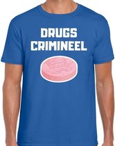 Drugs crimineel verkleed t-shirt blauw voor heren - drugs crimineel XTC carnaval / feest shirt kleding M