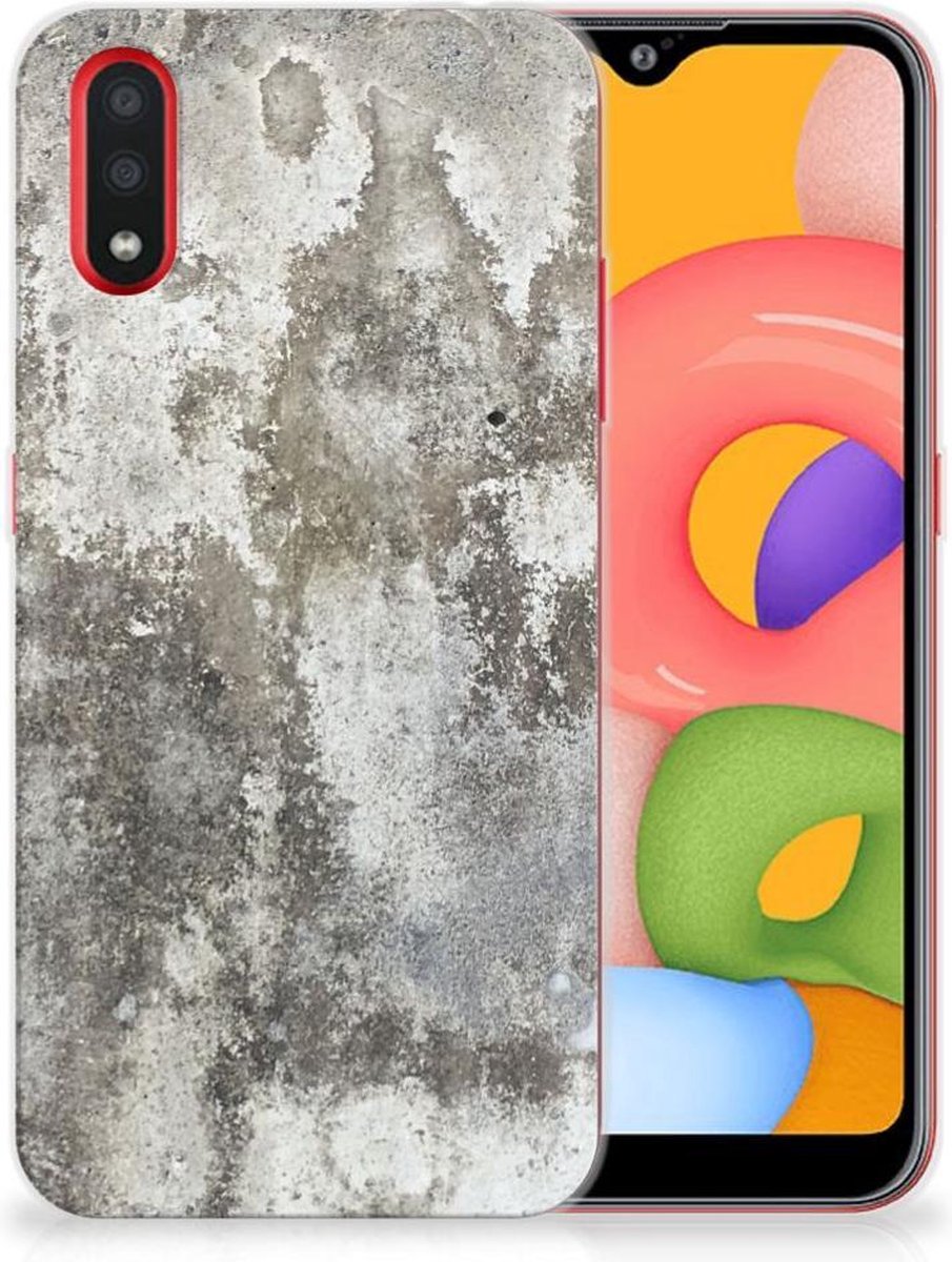 Samsung Galaxy A01 TPU Siliconen Hoesje Beton Print