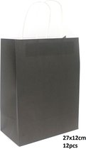 Dielay - Cadeautas - Giftbag Papier - Set van 12 Stuks - 27x12 cm - Zwart