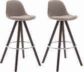 Clp Franklin Set van 2 barkrukken - Rond frame - Stof - Taupe - Cappuccino