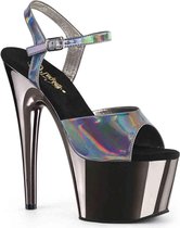 Pleaser Sandaal met enkelband -36 Shoes- ADORE-709HGCH Chroomkleurig/Zilverkleurig