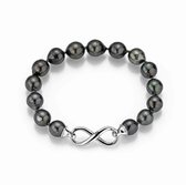 Adriana  zilverarmband rhod. Tahiti zwartz 8-10mm Premium PR4-45