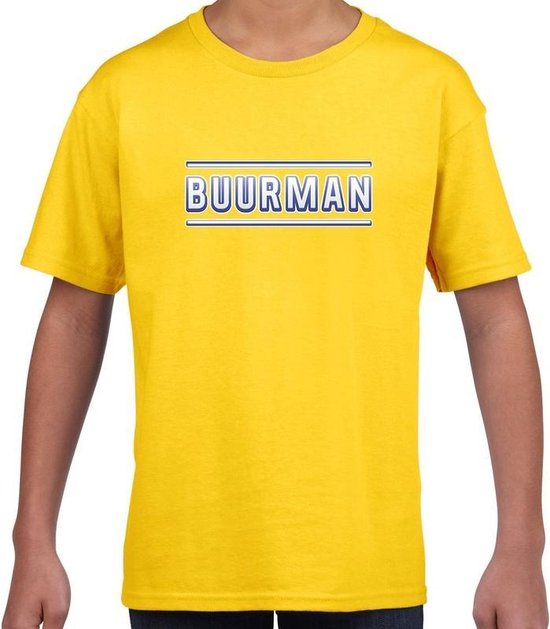 Buurman verkleed t-shirt geel voor kinderen - buurman carnaval / feest shirt kleding / kostuum voor kids 134/140