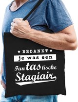 Cadeau tas zwart katoen met de tekst Fantastische stagiair - kadotasje / shopper voor stagiair heren