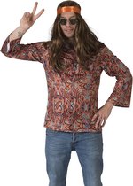 Funny Fashion - Hippie Kostuum - Seventies Shirt San Francisco Man - Roze - Maat 56-58 - Carnavalskleding - Verkleedkleding