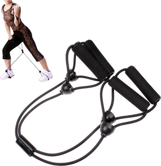 X Shaped Rubber Body Building Training Pull Rope Exerciser(Black)