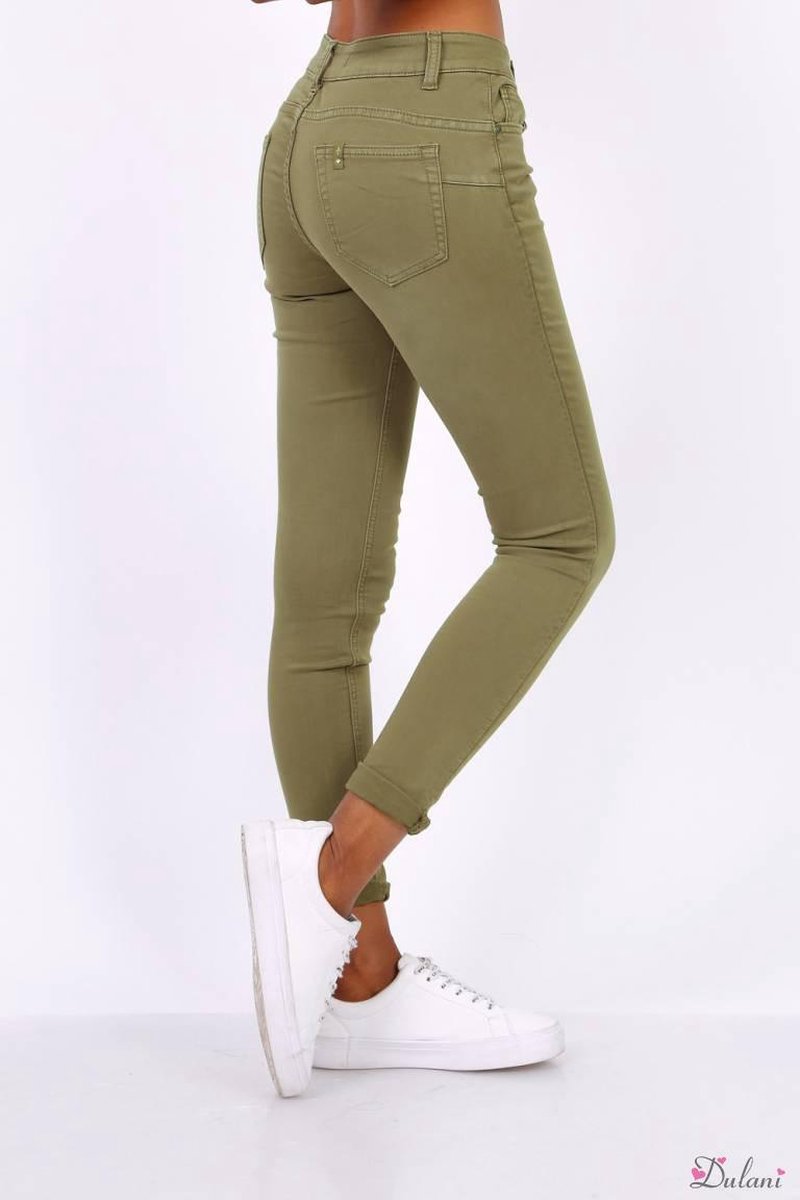 Broek Toxik3 met normale taille kaki 34
