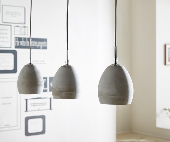 Plafondlamp Cirillo grijs 70x15 cm 3 schermen beton hanglamp