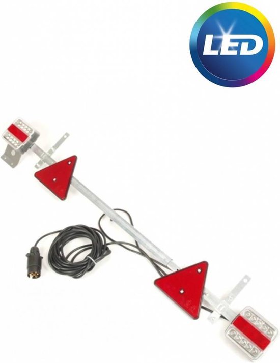 LED verlichtingsbalk uitschuifbaar van 110 cm tot 160 cm - 7 polig - inclusief reflectoren