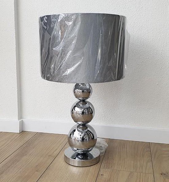 Bollenlamp - Zilver - Tafellamp 3 Bollen - Ronde Voet | bol