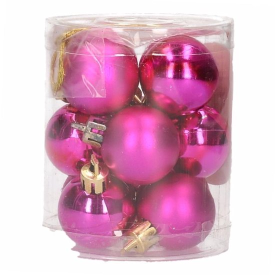 Kerstballen roze 12 cm - Kunststof kerstballen bol.com