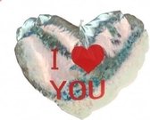 Pluche glimmend hart zilver met tekst I love you - Valentijnscadeaus