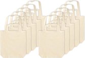 10x Beige canvas tassen met dubbel hengsel 38 x 42 cm - Bedrukbare katoenen tas/shopper