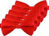 5x Rode verkleed vlinderstrikjes 12 cm voor dames/heren - Rood thema verkleedaccessoires/feestartikelen - Vlinderstrikken/vlinderdassen met elastieken sluiting