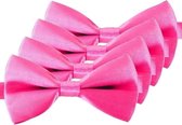 4x Roze verkleed vlinderstrikjes 12 cm voor dames/heren - Roze thema verkleedaccessoires/feestartikelen - Vlinderstrikken/vlinderdassen met elastieken sluiting