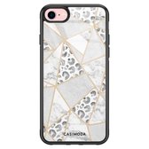 iPhone 8/7 hoesje glass - Stone & leopard | Apple iPhone 8 case | Hardcase backcover zwart