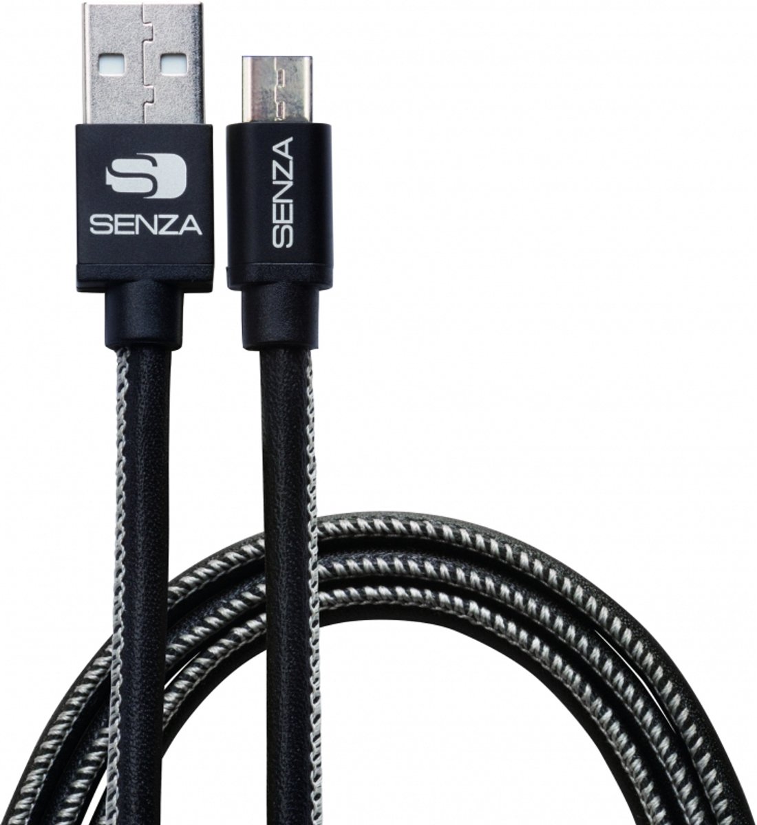 Senza Premium Leren Micro-USB Kabel 1.5 Meter Zwart