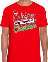 Fout Kerst shirt / t-shirt - Calories dont count at Christmas - rood voor heren - kerstkleding / kerst outfit XL (54)