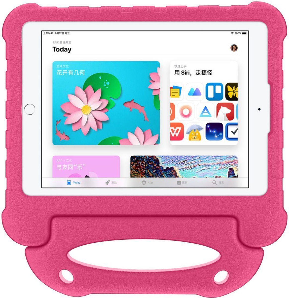 iPad 9.7 2017/2018/Air/Air 2 Kinder Tablethoes met Handvat Roze