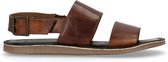 Manfield - Heren - Bruine leren sandalen - Maat 40