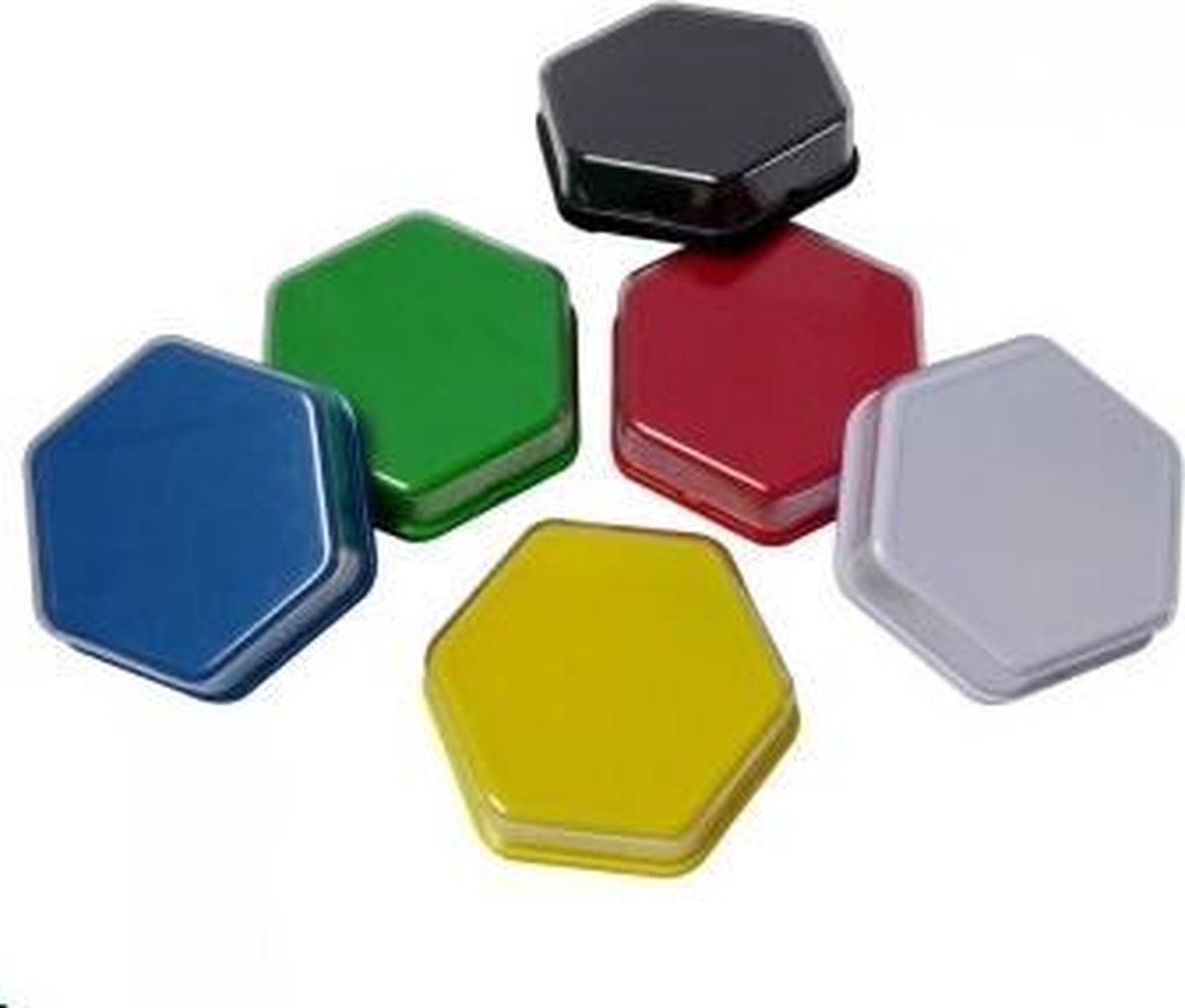 Praatknoppen zeshoekige vorm - luister en spraakactiviteiten voor kinderen - voor wisselende afbeeldingen - set van 6 kleuren