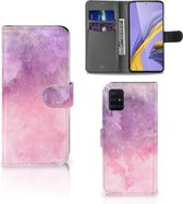 Geschikt voor Samsung Galaxy A51 Hoesje Pink Purple Paint