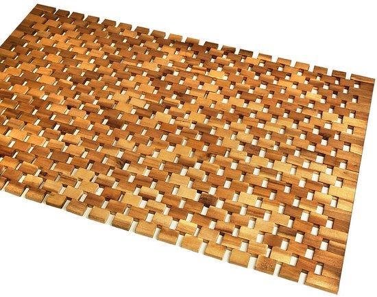 Badmat - Acaciahout FSC - Blokjes design - 50x80cm |
