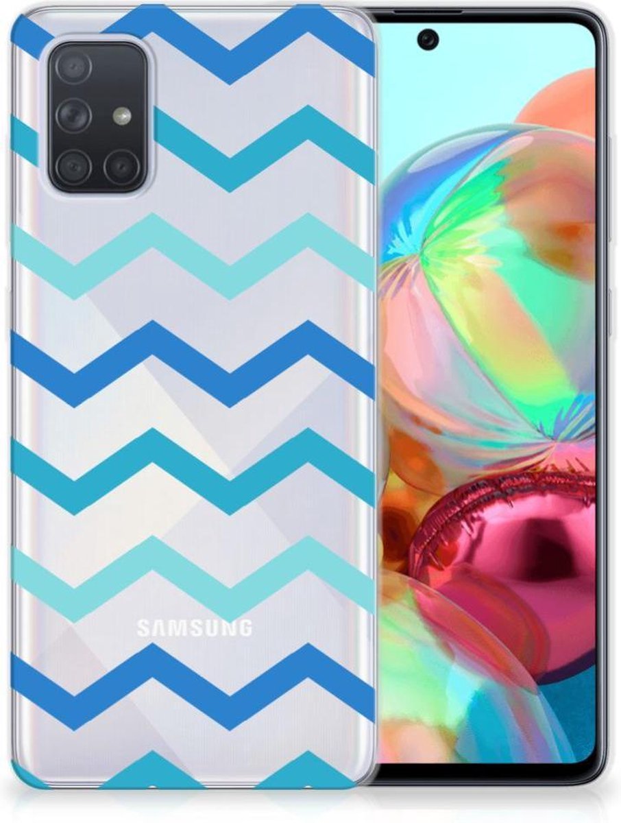 Samsung Galaxy A71 TPU bumper Zigzag Blauw