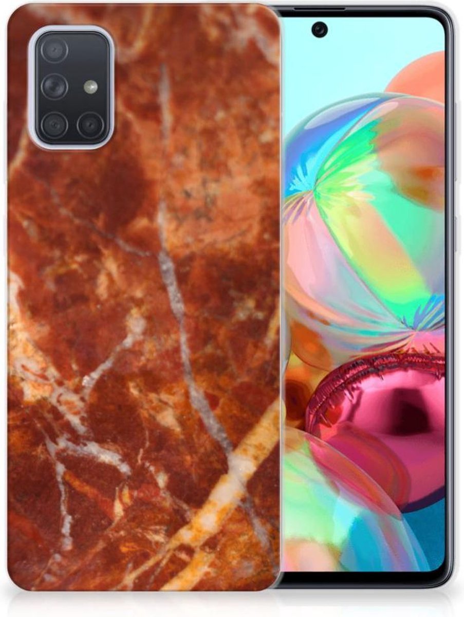 Back Cover voor Samsung Galaxy A71 TPU Siliconen Hoesje Marmer Bruin