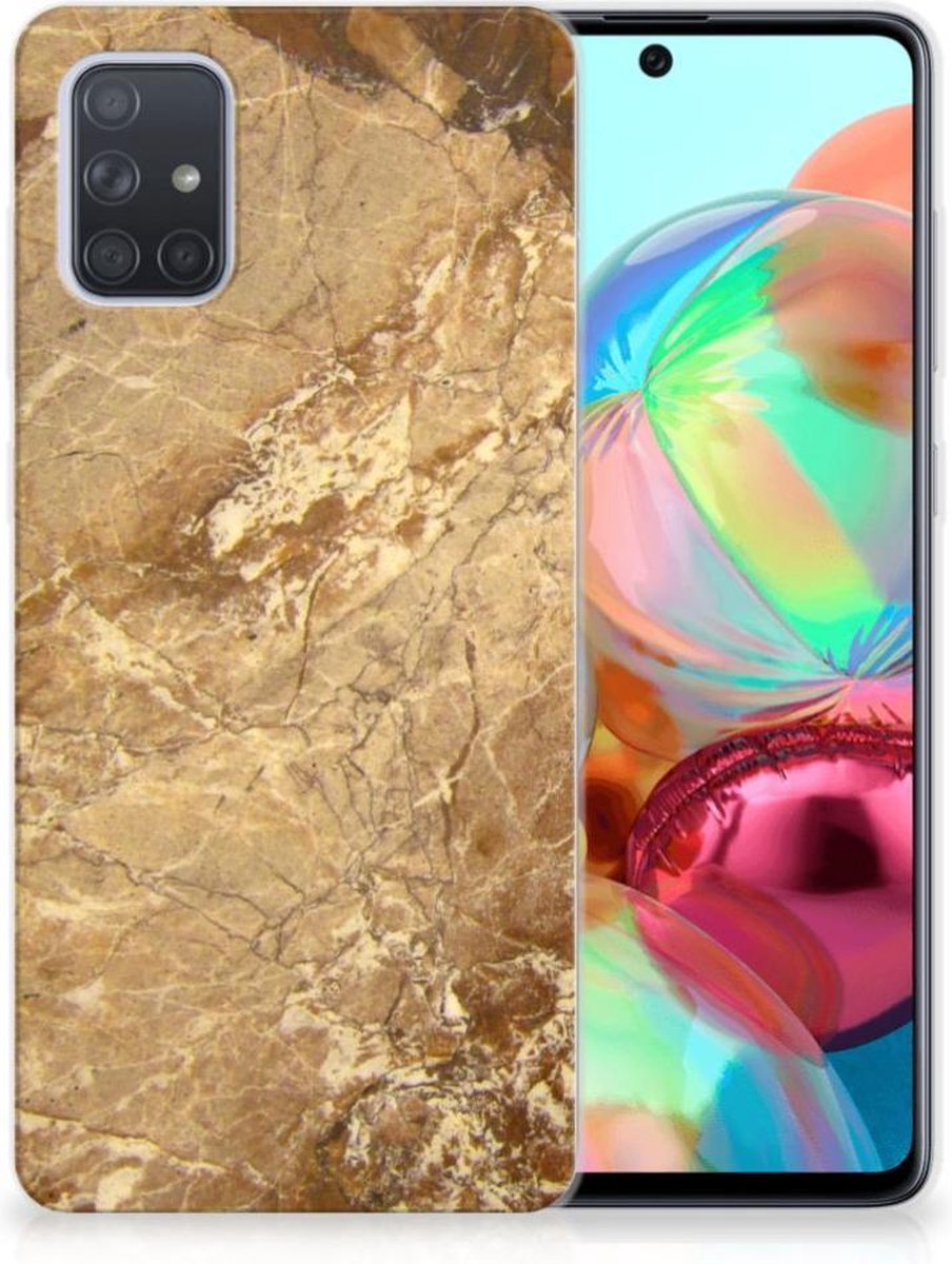 Samsung Galaxy A71 TPU Siliconen Hoesje Marmer Creme