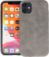 Leder Design Back Cover voor iPhone 11 Grijs