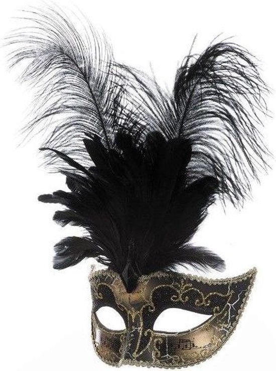 Venetiaans masker veren met muzieknoot zwart | bol.com