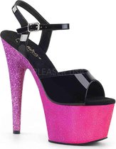 Pleaser Sandaal met enkelband, Paaldans schoenen -38 Shoes- ADORE-709OMBRE Paaldans schoenen Zwart/Roze