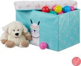 relaxdays boîte de rangement enfant - coffre à jouets - espace de rangement - repose-pieds - pliable - tissu lama
