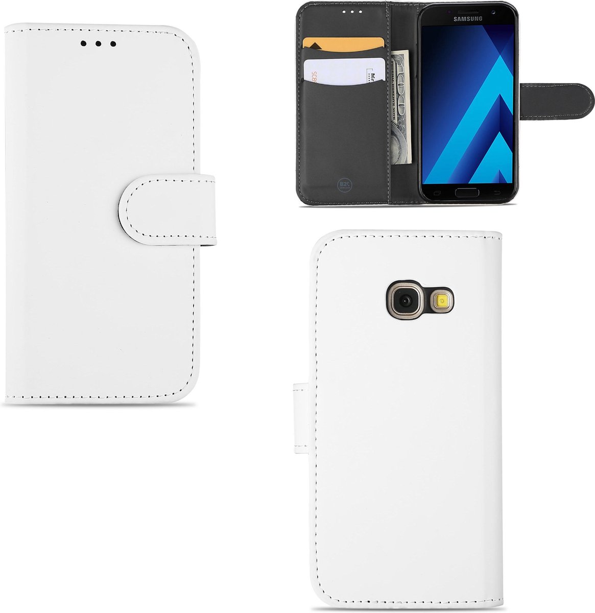 Samsung Galaxy A3 2017 Hoesje Wit met Flexibele Houder