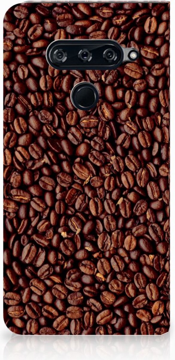 Book Case voor LG V40 Thinq Flip Style Cover Koffiebonen