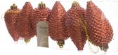 Dennenappels Glitter (8cm) Multi 6 Stuks Autumn Red