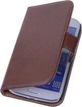 PU Leder Bruin Hoesje Sasung Galaxy Grand Neo Book/Wallet Case/Cover