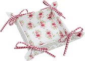 Clayre & Eef Broodmand GAR47 35*35*8 cm - Rood 100% Katoen Broodmandje Bread Basket