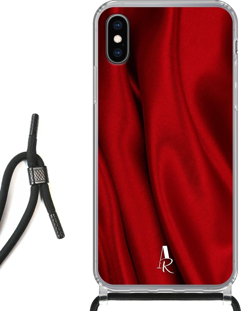iPhone Xs hoesje met koord - Crimson Satin