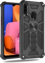 Samsung Galaxy A20s Hoesje Hybride met Metalen Kickstand Zwart