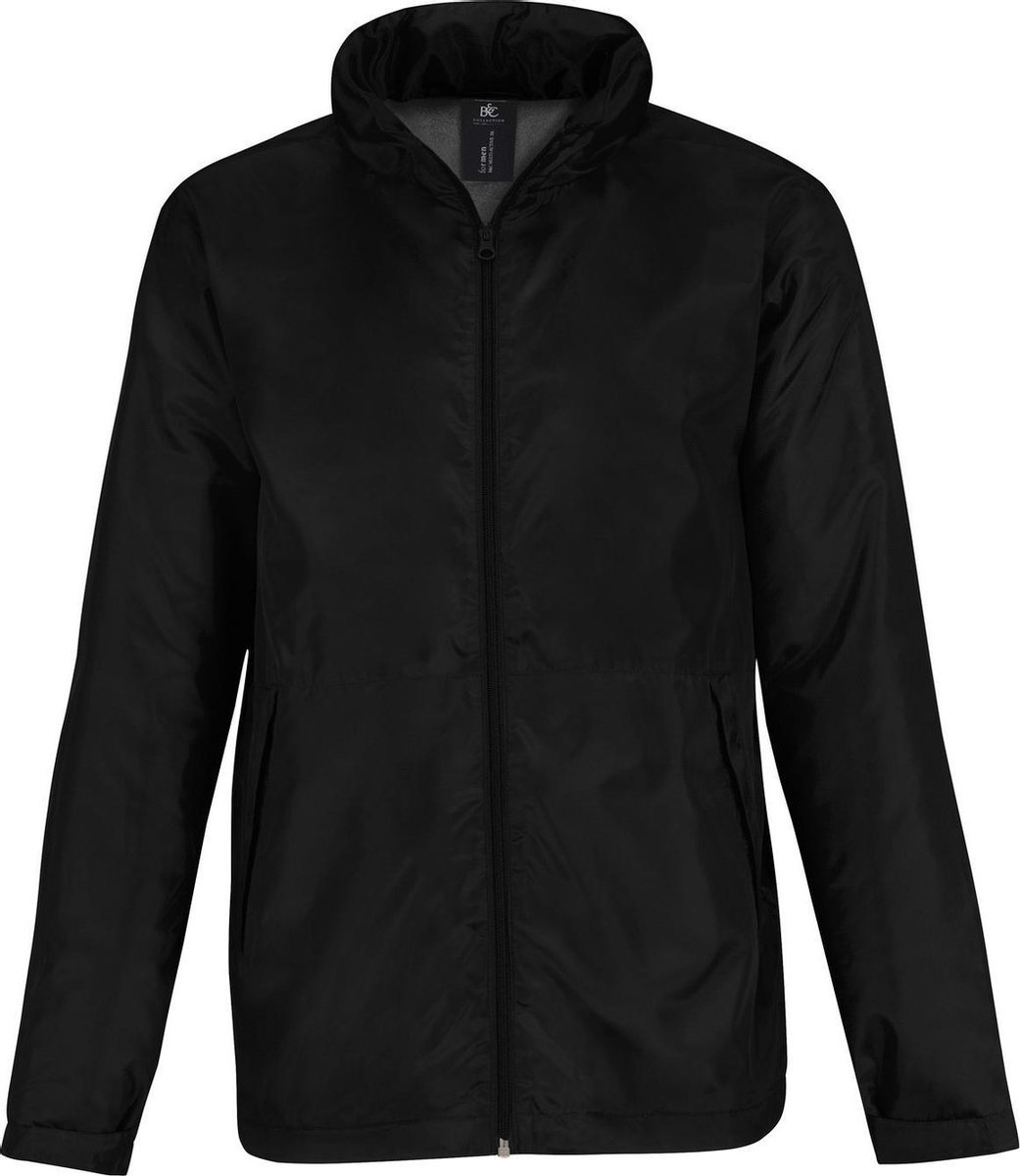 B&C Mens Multi Active Hooded Fleece Lined Jacket Warm Zwart