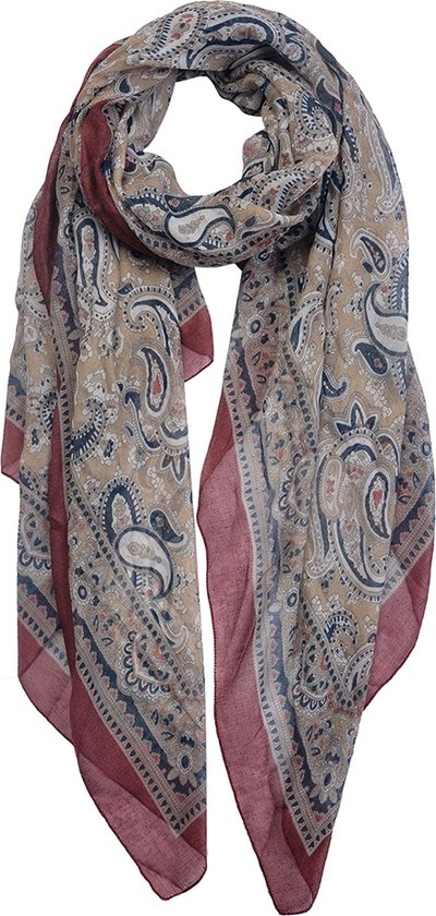 Melady Sjaal Dames Print 90x180 cm Rood Synthetisch Shawl Dames