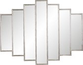 Clayre & Eef Wandspiegel 80*2*100 cm Zilverkleurig Kunstleer Rechthoek Grote Spiegel Muur Spiegel Wand Spiegel